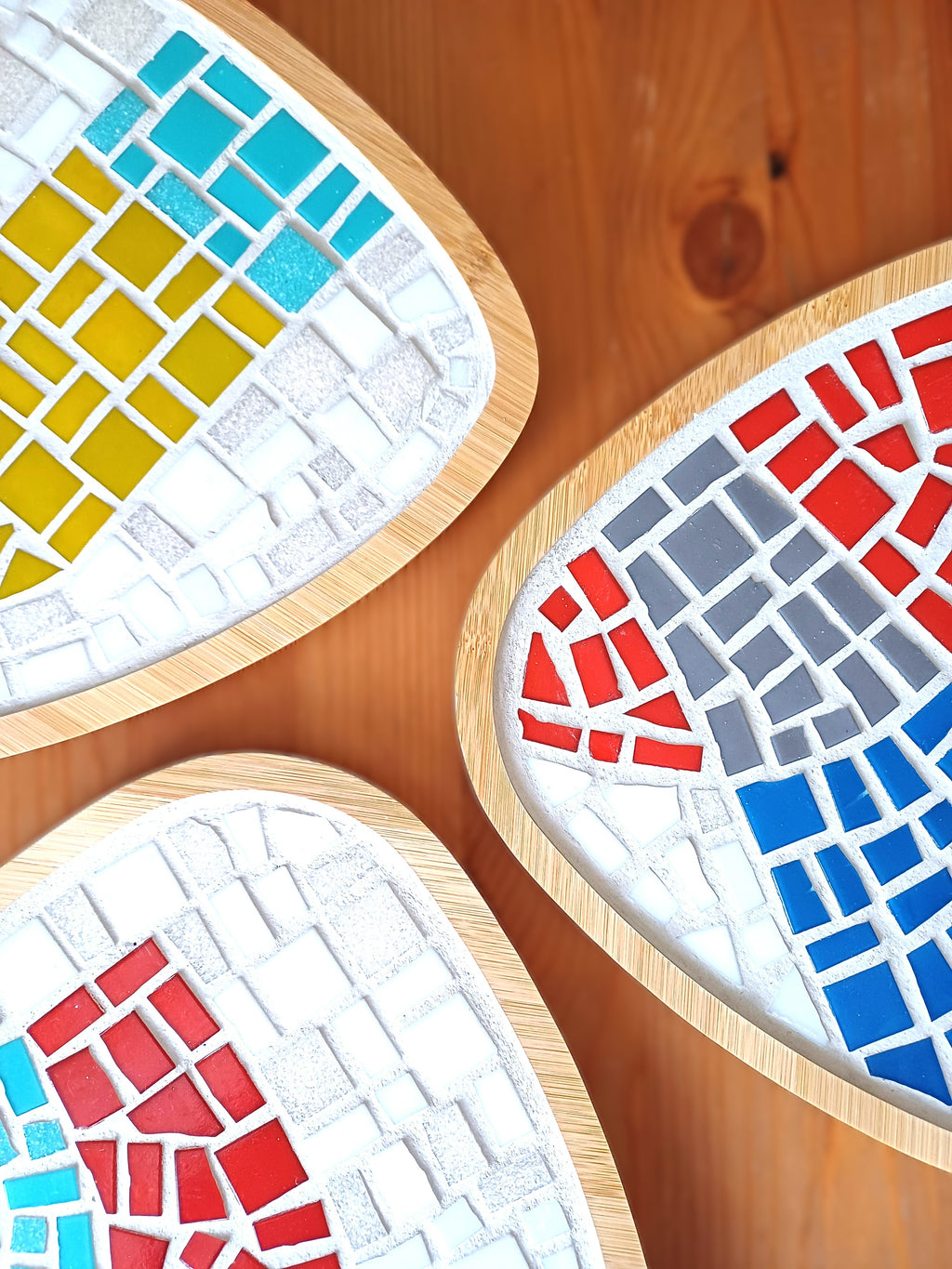 Mosaic Wall Art ‘Trio’ – Handmade Colorful Wall Hanging Set (3 Pieces)