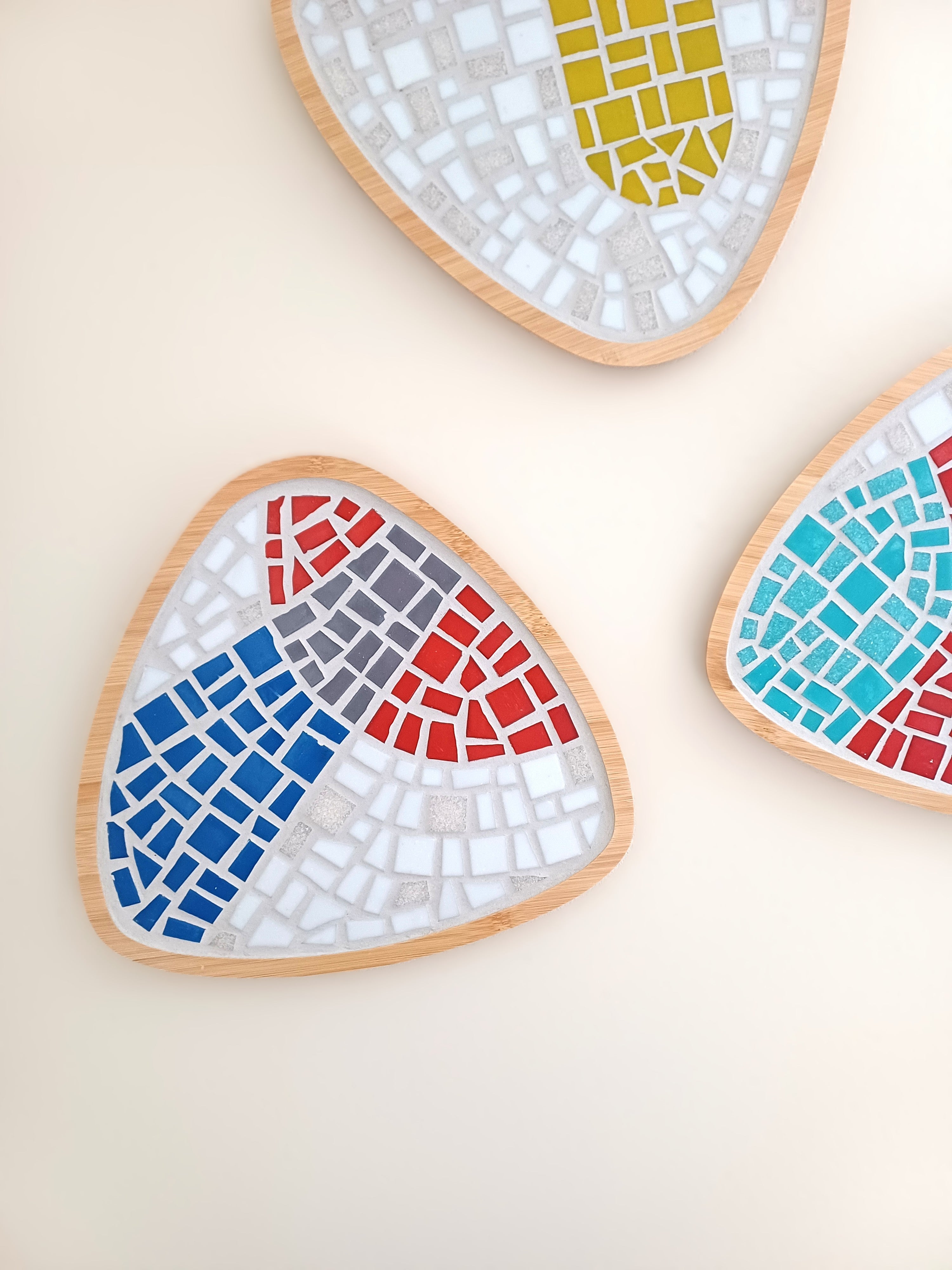 Mosaic Wall Art ‘Trio’ – Handmade Colorful Wall Hanging Set (3 Pieces)