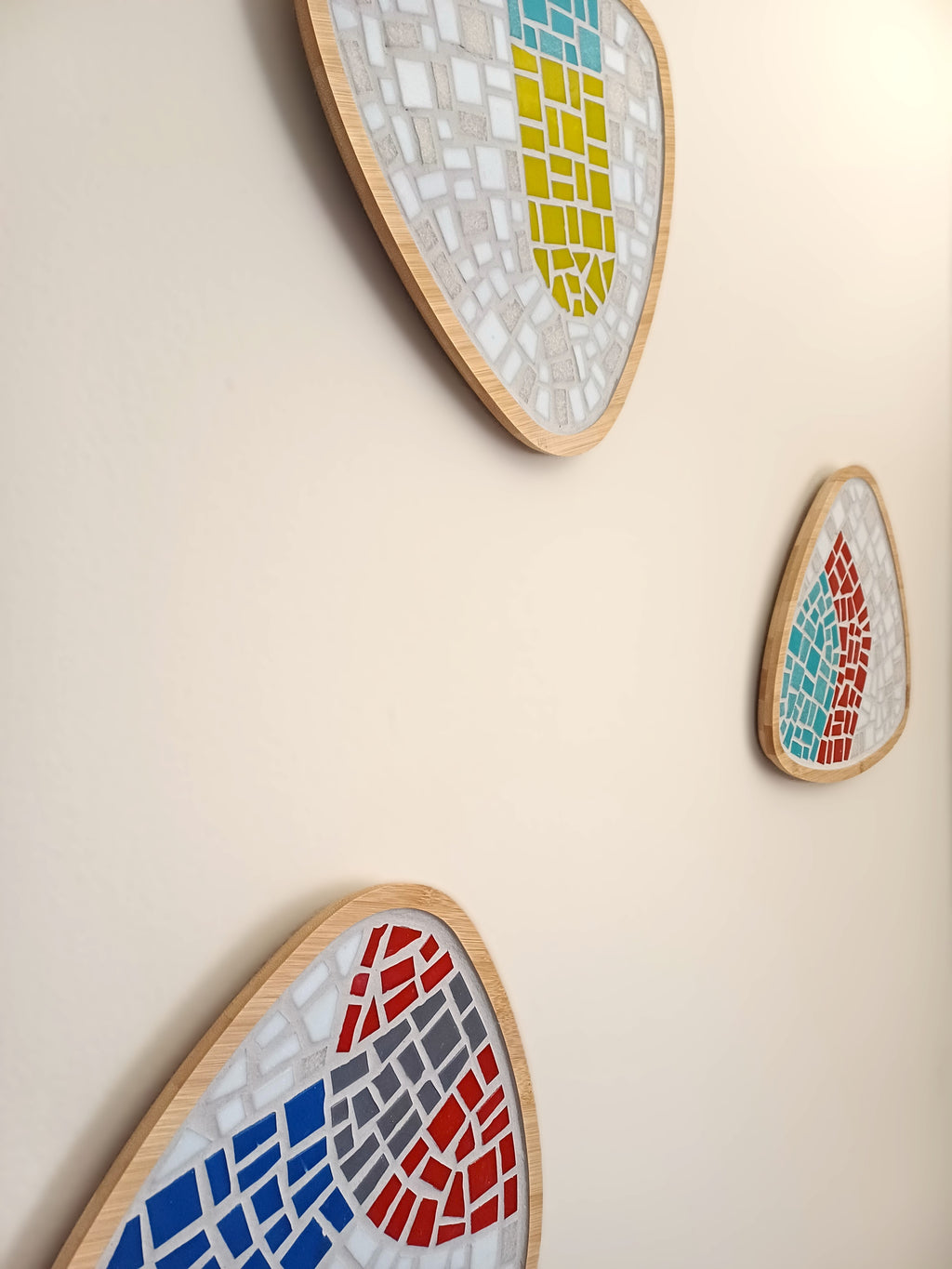 Mosaic Wall Art ‘Trio’ – Handmade Colorful Wall Hanging Set (3 Pieces)