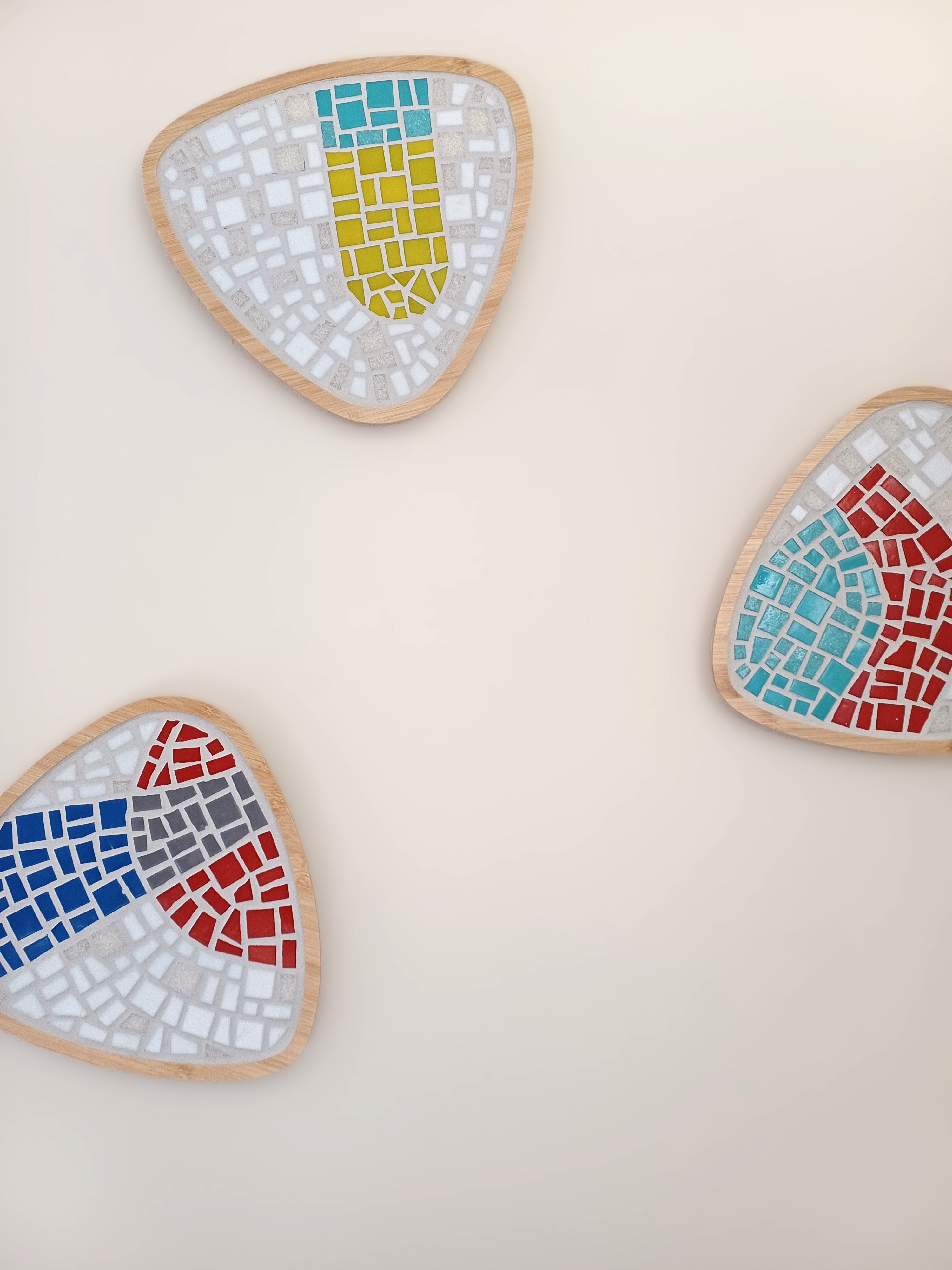 Mosaic Wall Art ‘Trio’ – Handmade Colorful Wall Hanging Set (3 Pieces)