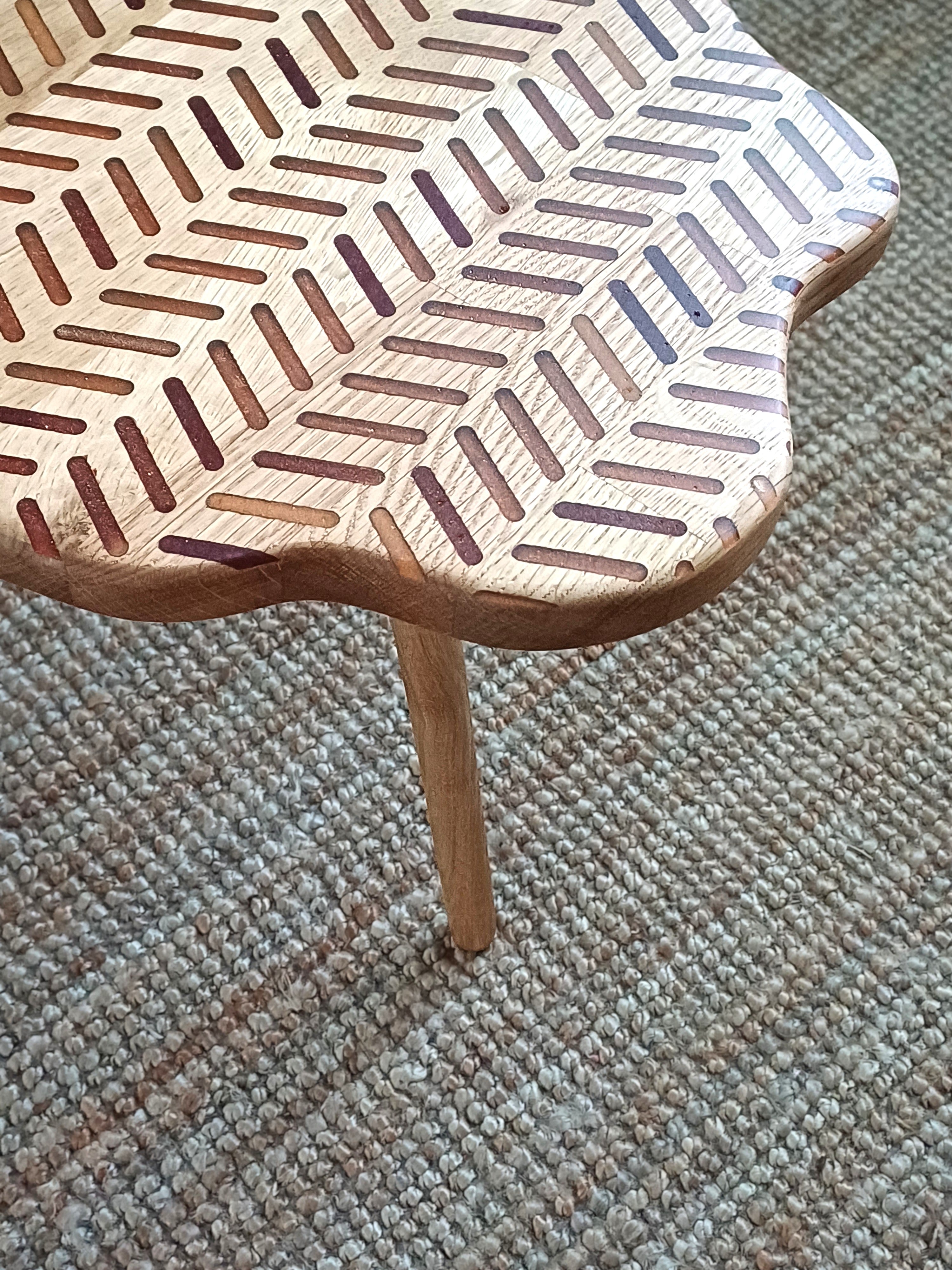 Handcrafted Oak Coffee Table 'Splash' - Handcrafted Oak Coffee Table – Freeform Design with Geometric Epoxy Pattern