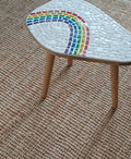 'Iris' - Handcrafted Mosaic Side Table – Oak table With Rainbow Pattern