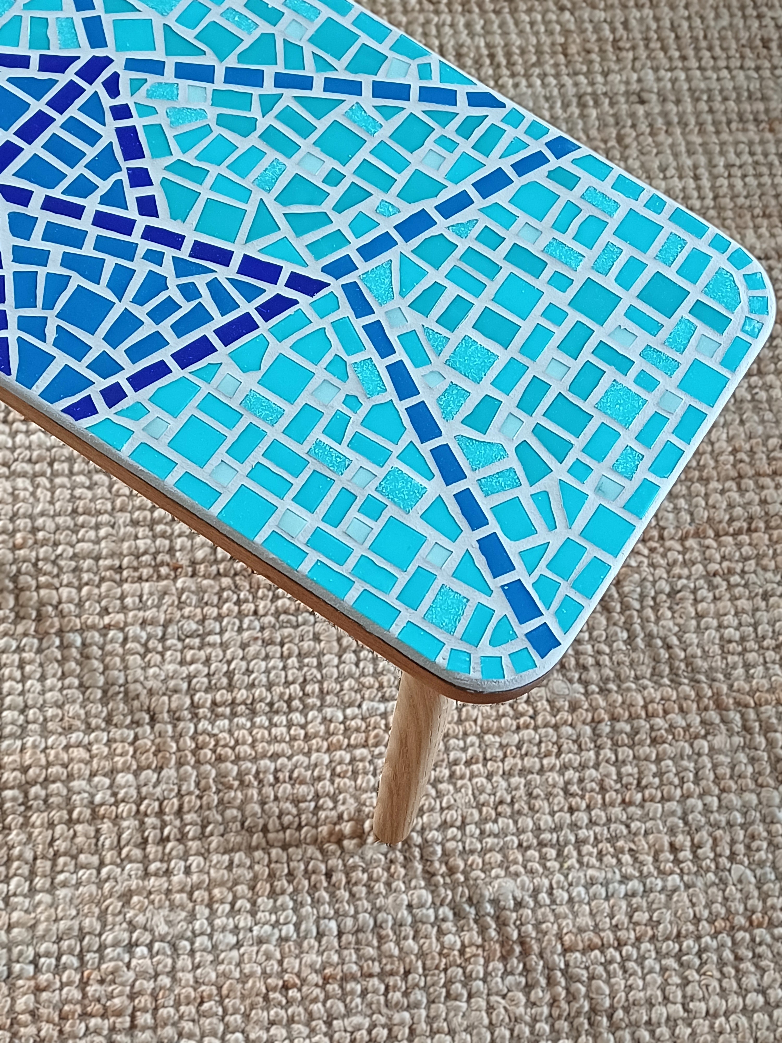 Handcrafted Mosaic Side Table – Origami Inspired Geometric Pattern