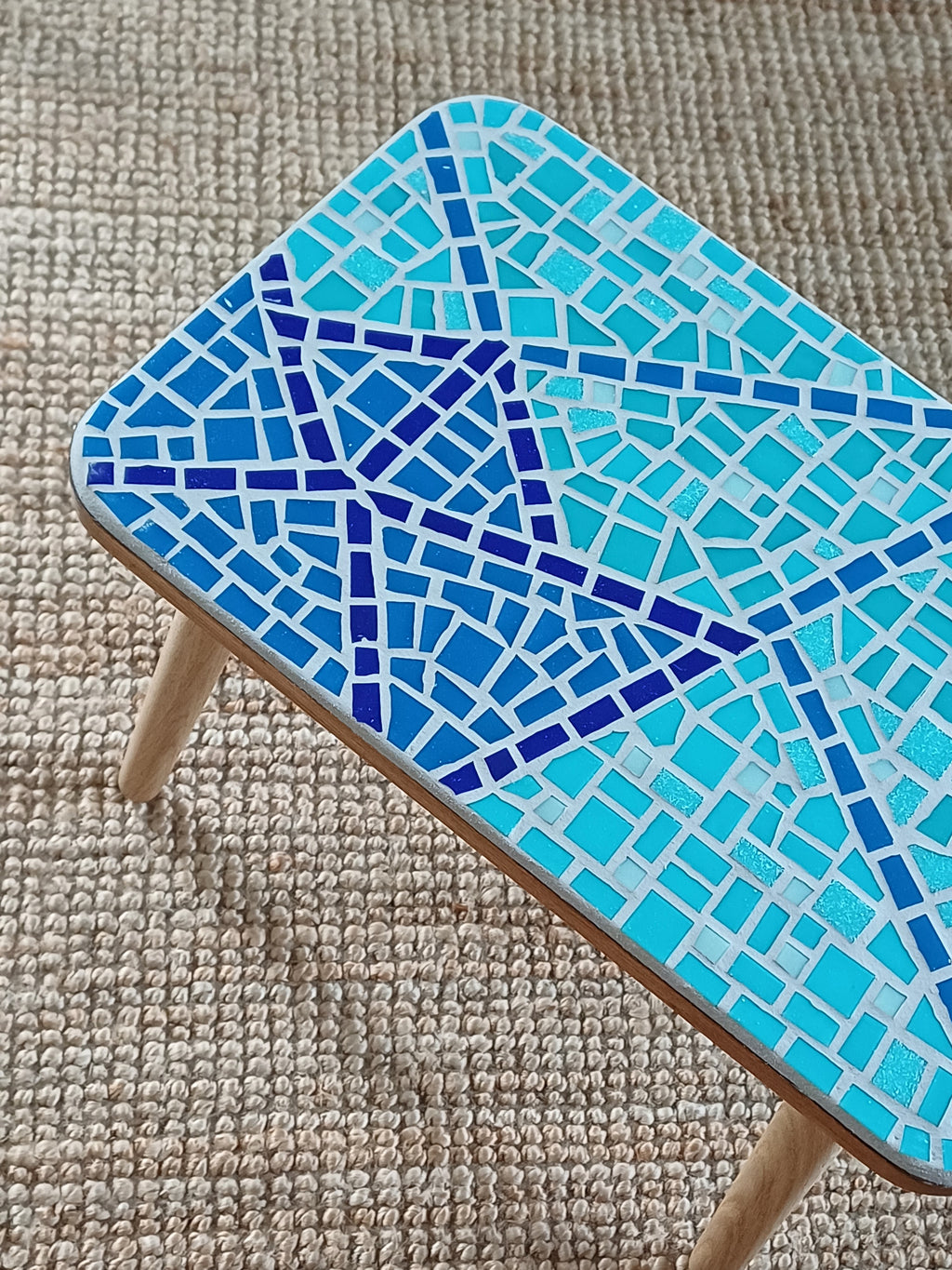 Handcrafted Mosaic Side Table – Origami Inspired Geometric Pattern