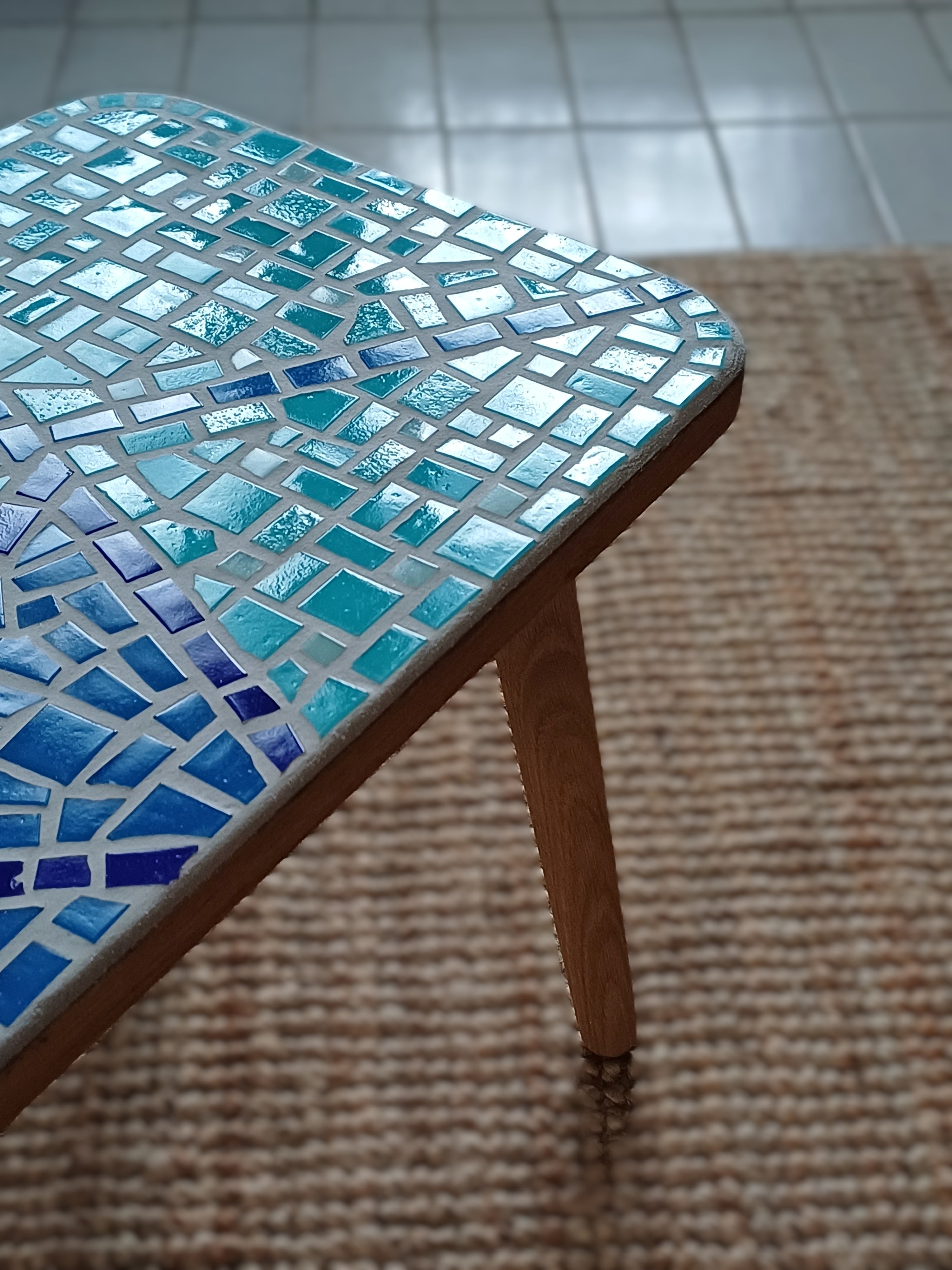 Handcrafted Mosaic Side Table – Origami Inspired Geometric Pattern