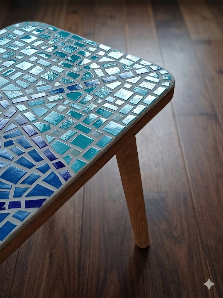 Handcrafted Mosaic Side Table – Origami Inspired Geometric Pattern